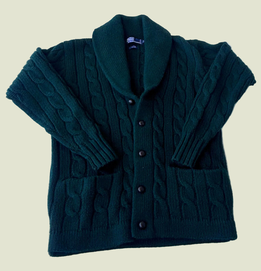 Polo Ralph Lauren Forest-Green Wool Cardigan, S/P