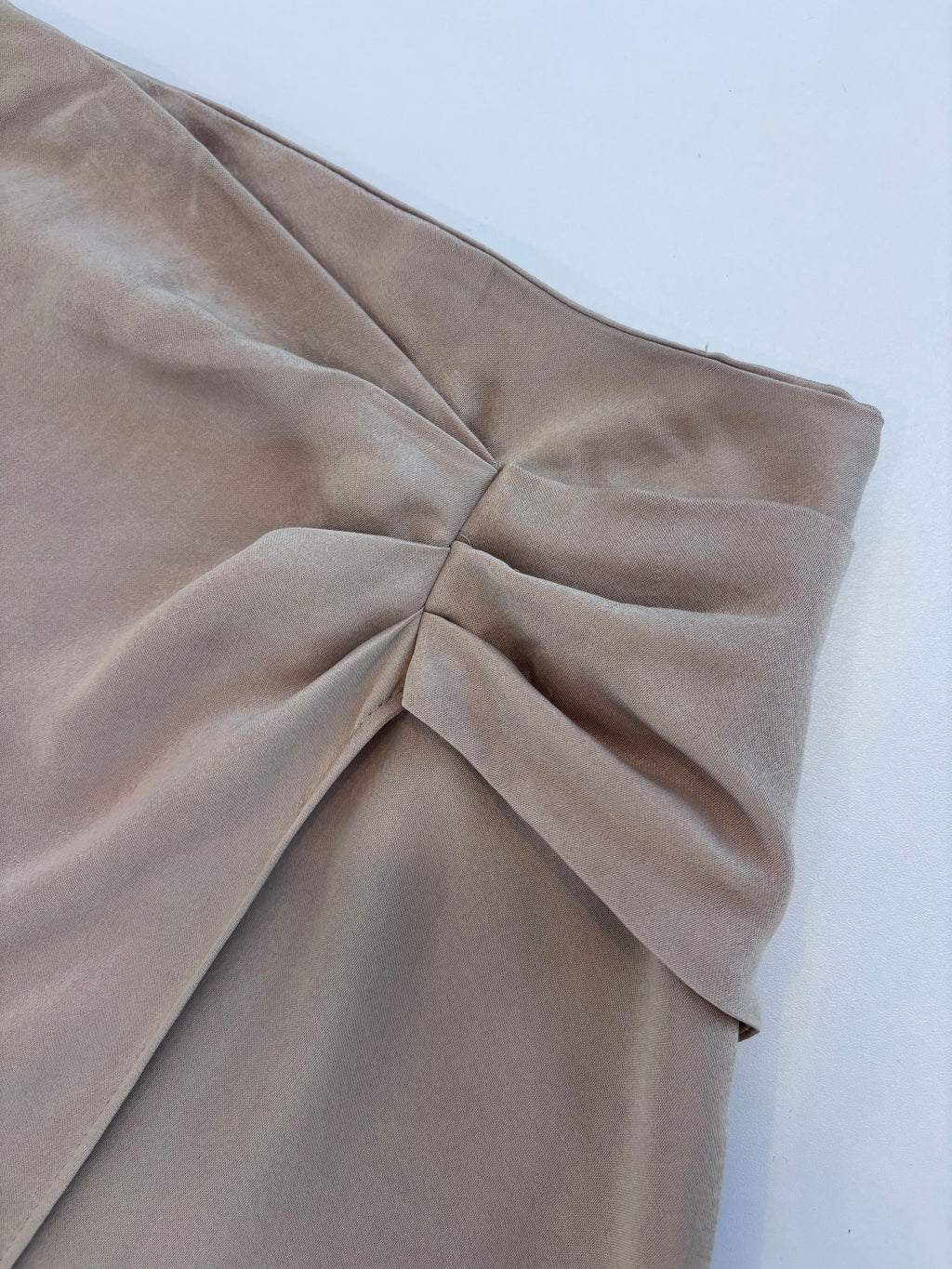 Zara Champagne Satin Knotted Midi Skirt, M