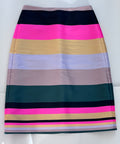 J.Crew Multicolour Striped Satin Pencil Skirt, 0