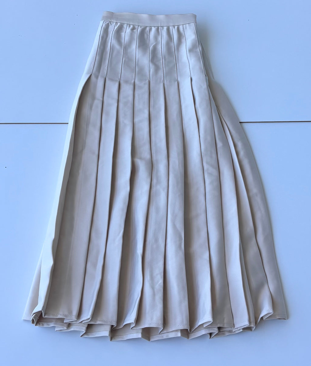 Rachel Zoe Ivory Pleated Midi Skirt, M