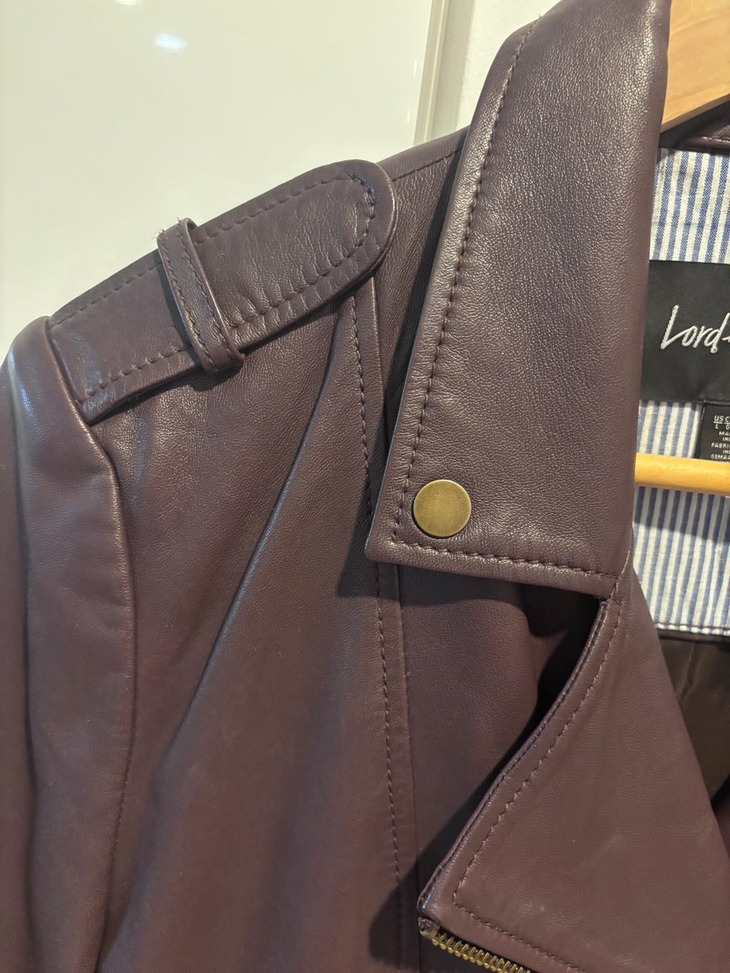 Lord and Taylor 100% leather moto jacket, size L
