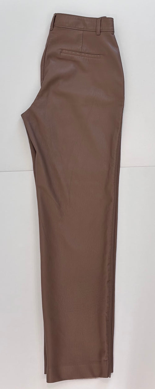 Babaton Taupe Command Vegan-Leather Pants, 8