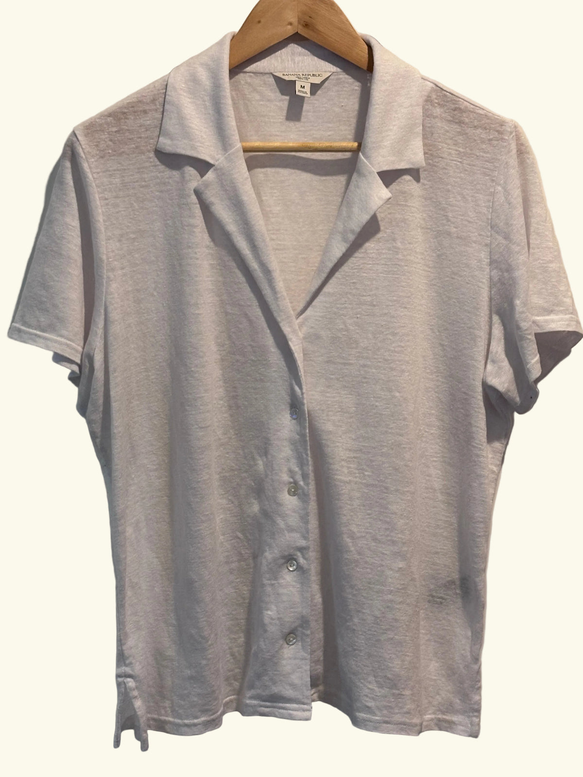 Banana Republic White Linen Resort Shirt, M