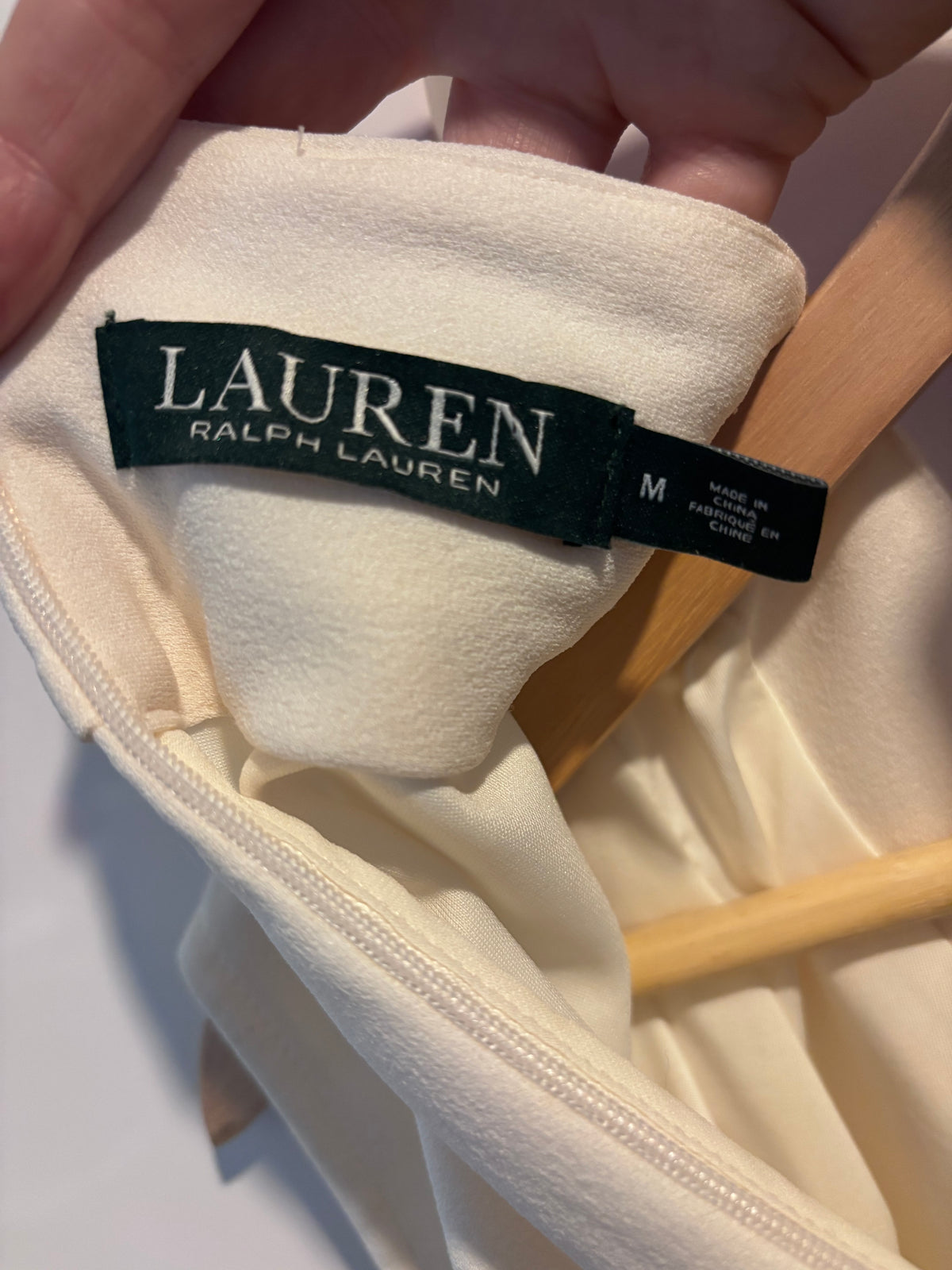 Lauren Ralph Lauren Ivory Draped Cowl-Neck Top, M