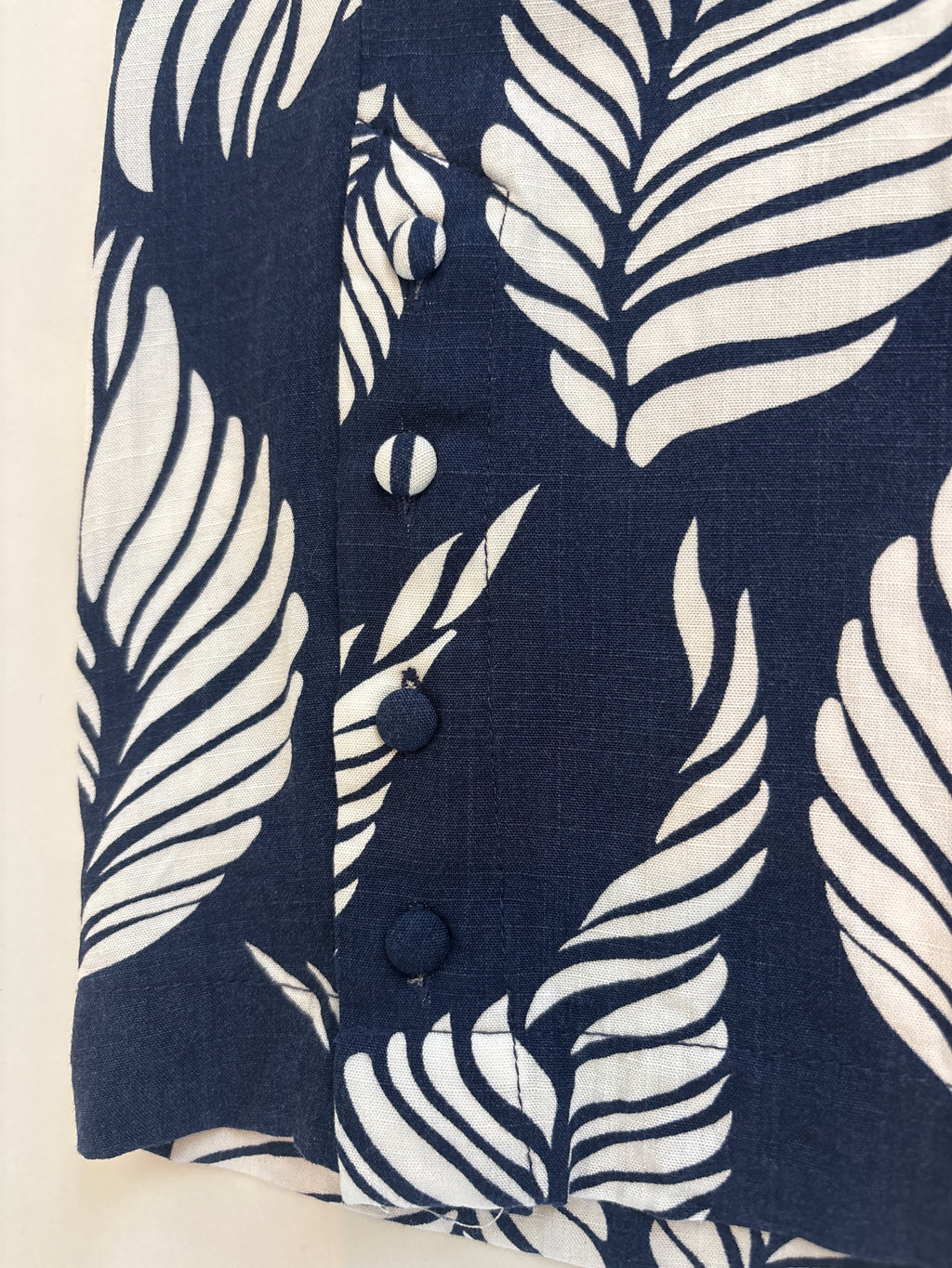 Tribal Navy Leaf-Print Pull-On Ankle Pants, P/S
