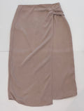 Zara Champagne Satin Knotted Midi Skirt, M