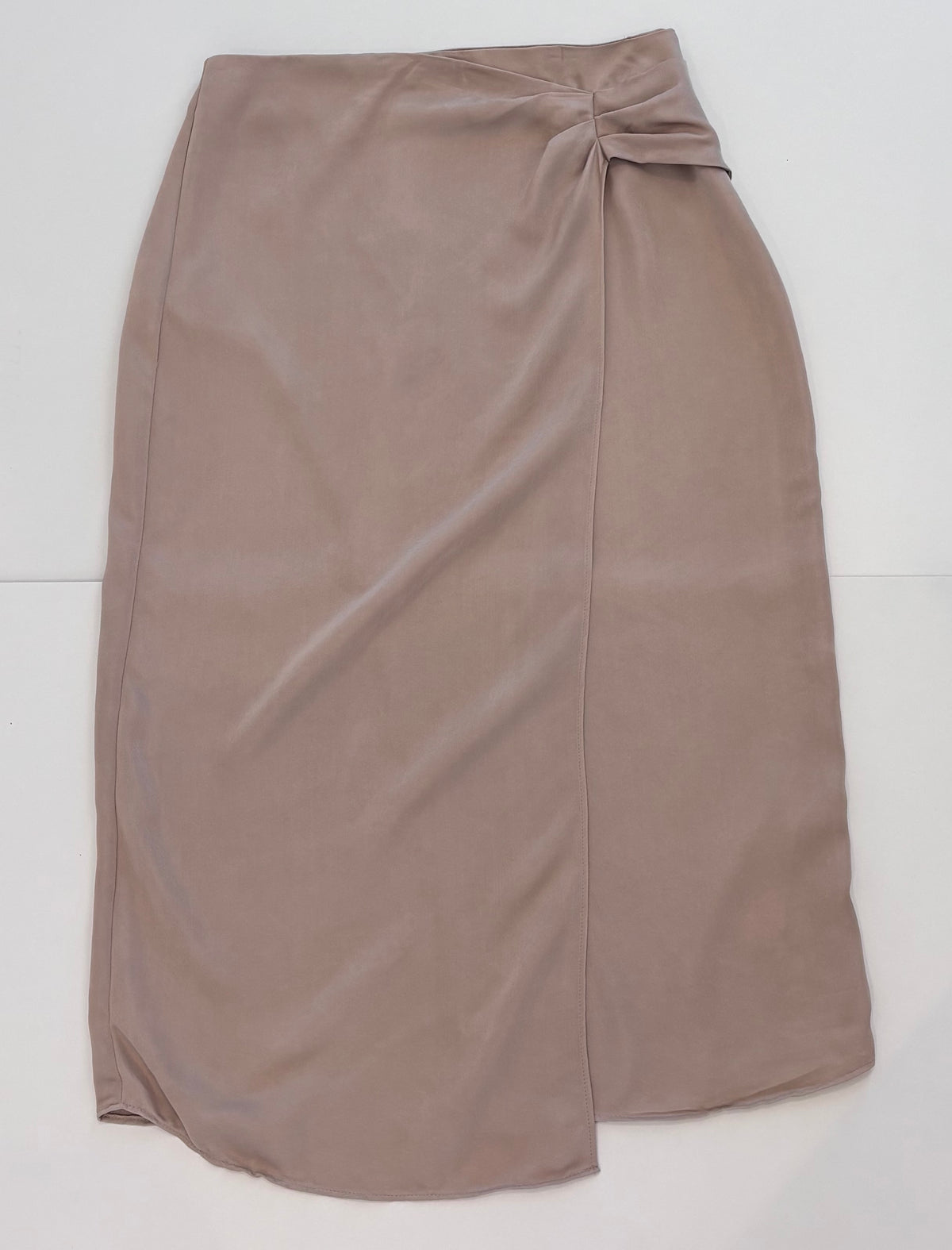 Zara Champagne Satin Knotted Midi Skirt, M