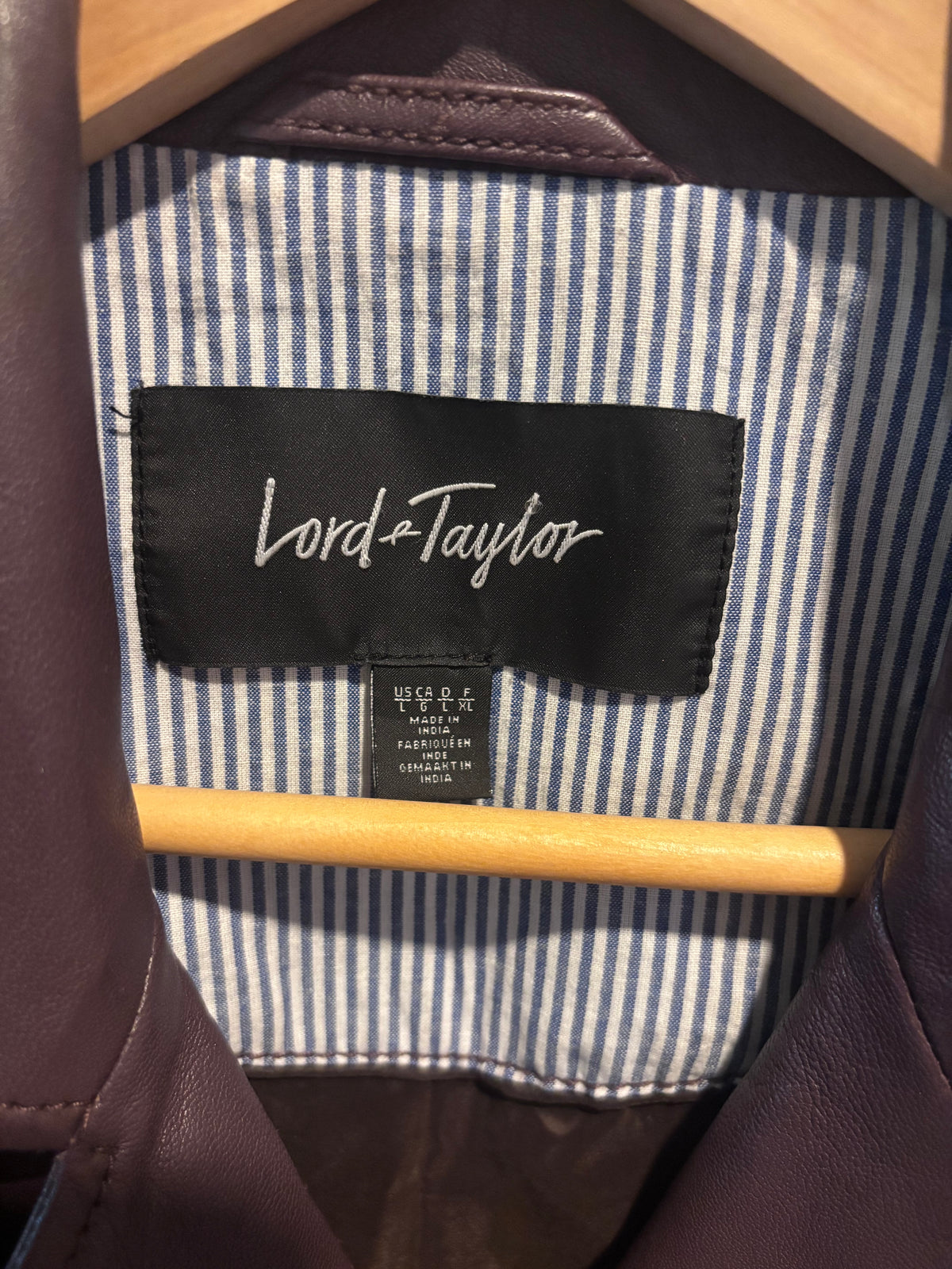 Lord and Taylor 100% leather moto jacket, size L