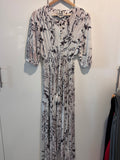 Jaase Abstract Floral Smocked-Waist Maxi Dress, L