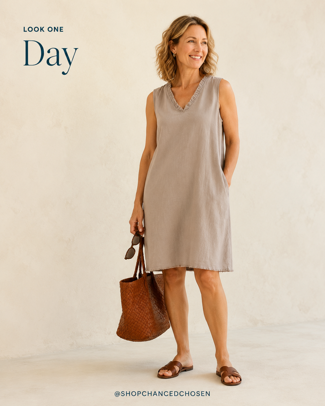 Papillon Taupe Cotton Shift Dress, L