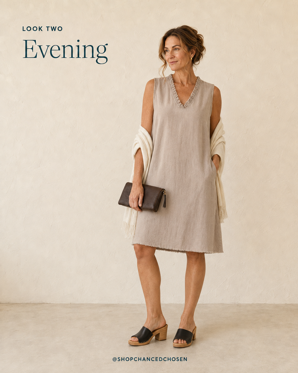 Papillon Taupe Cotton Shift Dress, L
