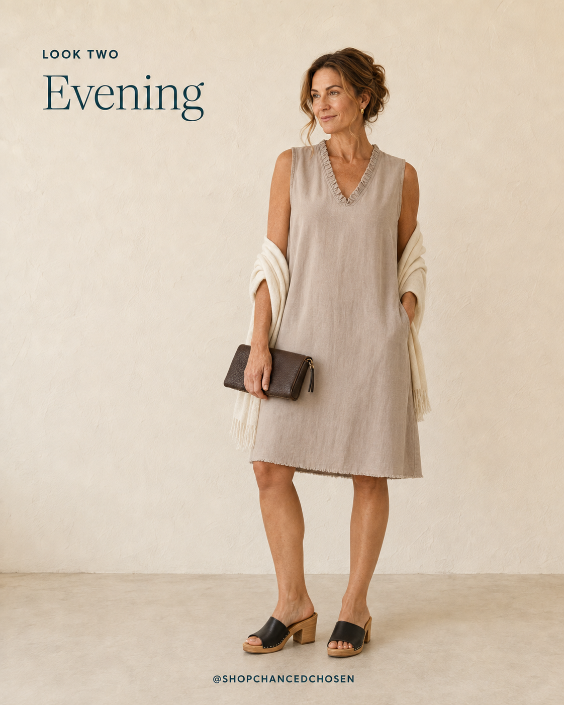 Papillon Taupe Cotton Shift Dress, L