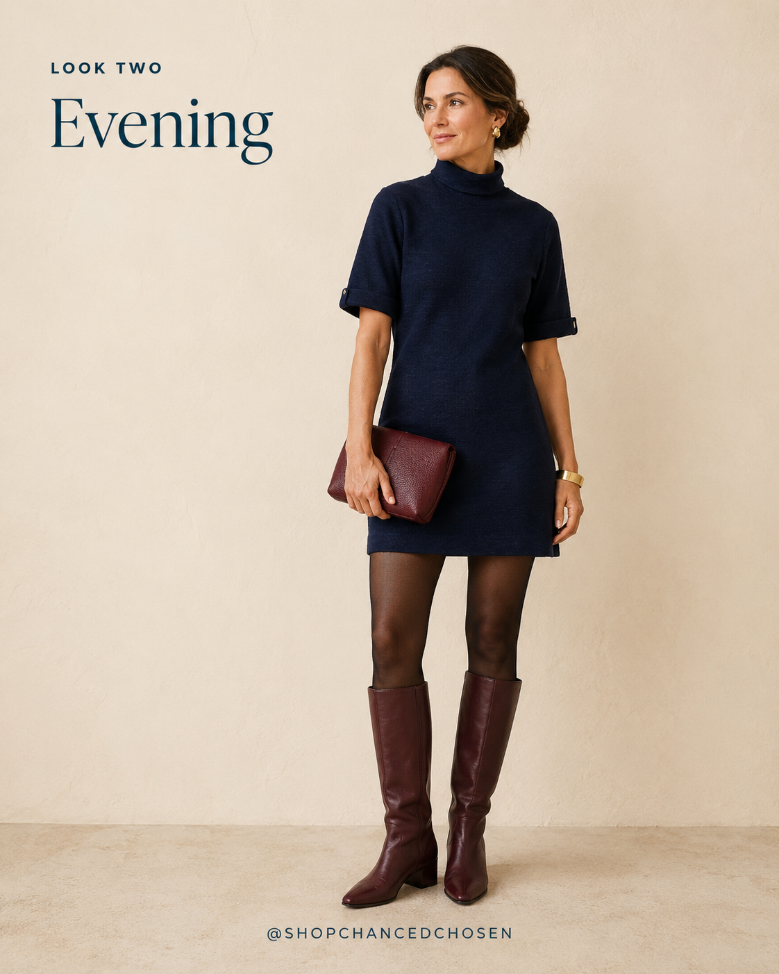Sessùn Navy Mock-Neck T-Shirt Dress, S