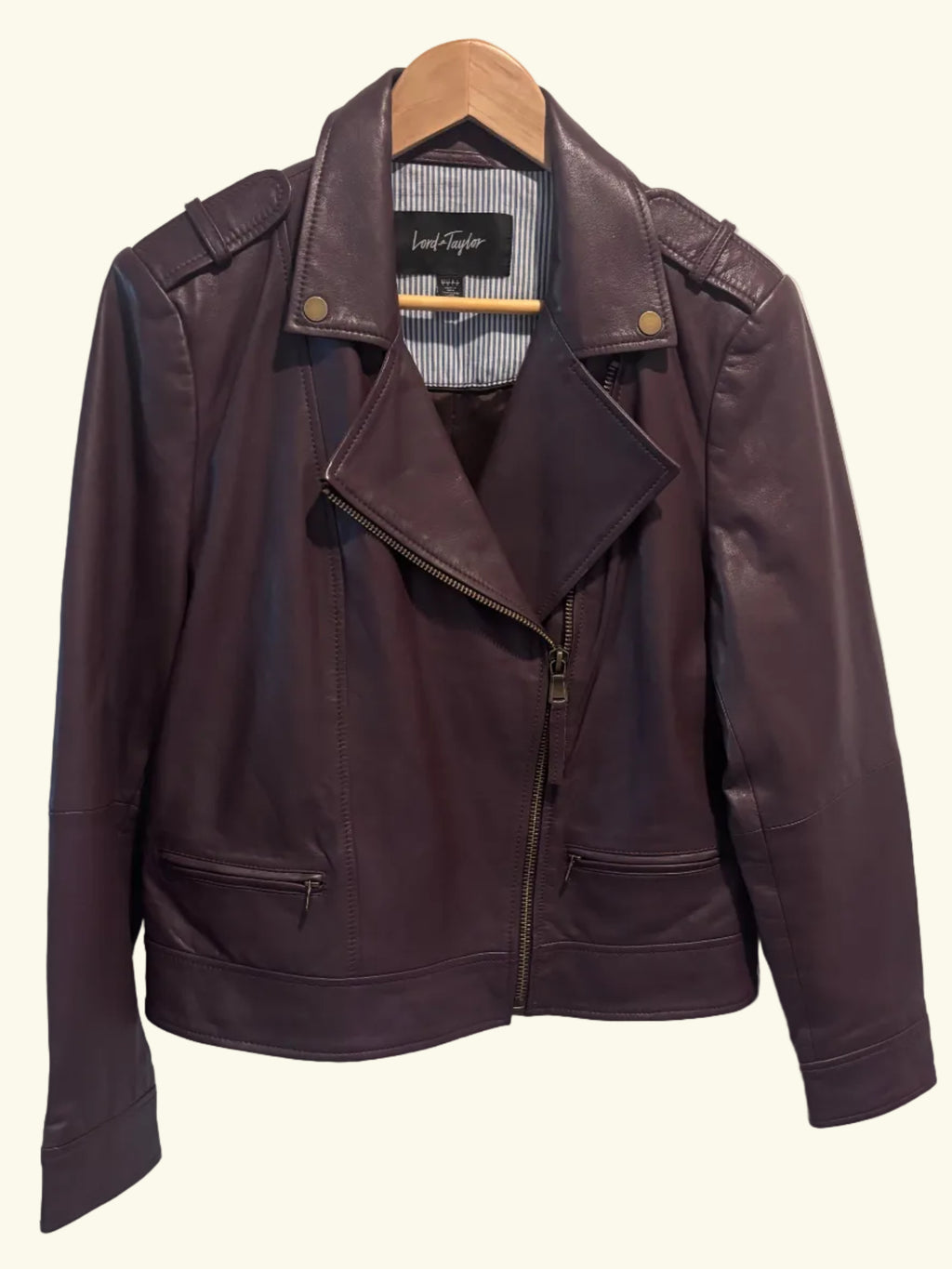 Lord and Taylor 100% leather moto jacket, size L