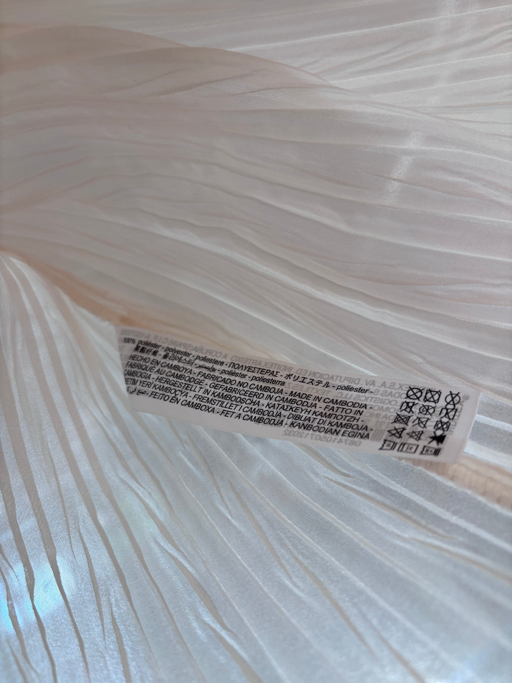 Zara Ivory Plissé Ruffle Blouse, M