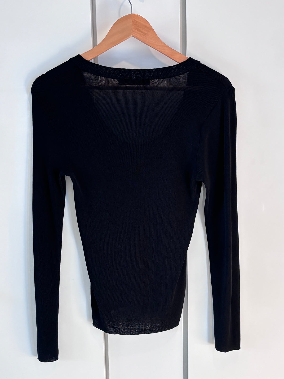 Zara Black Semi-Sheer Fine-Knit Top, M