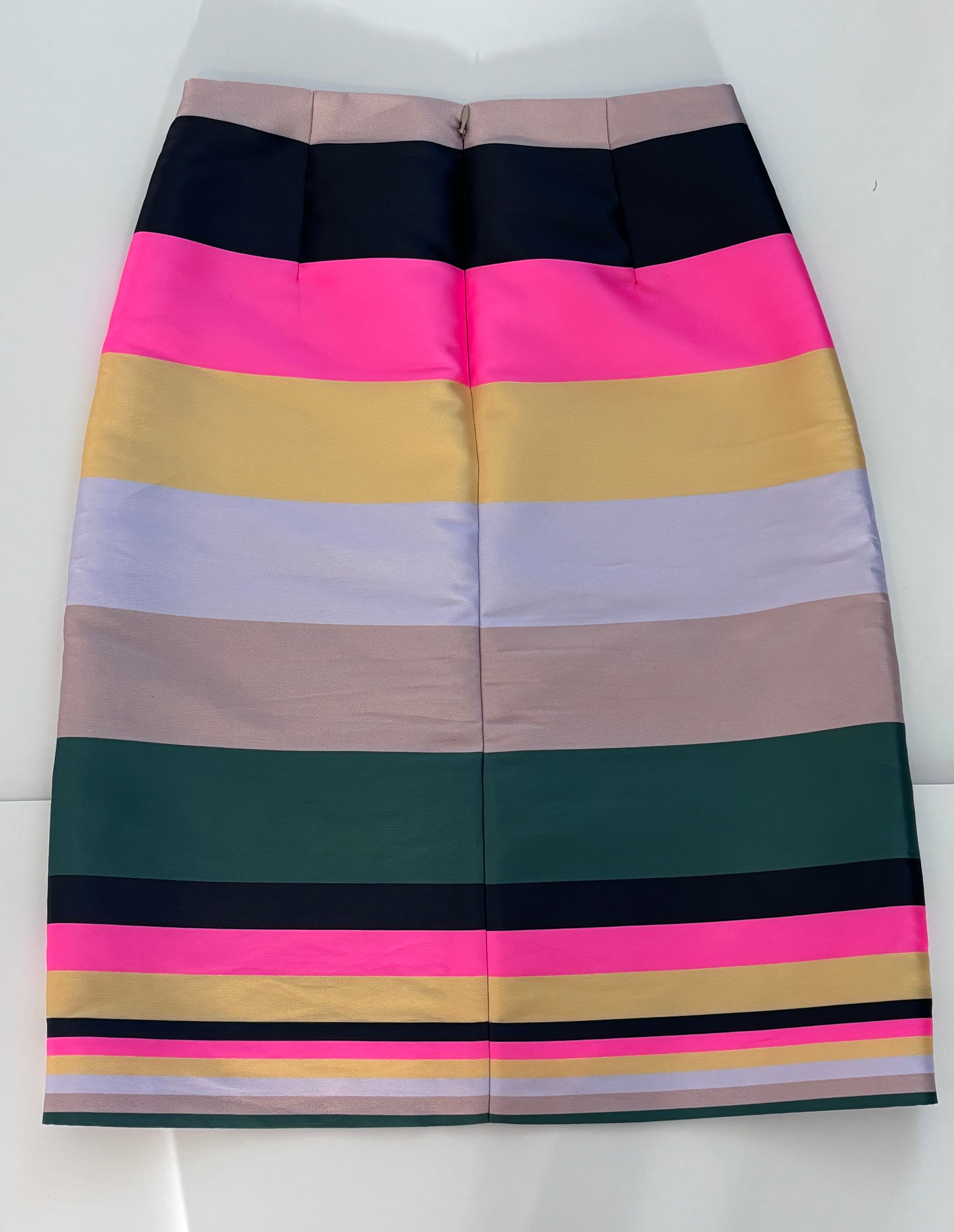 J.Crew Multicolour Striped Satin Pencil Skirt, 0