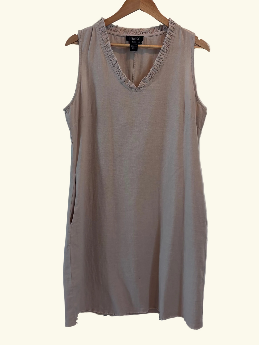 Papillon Taupe Cotton Shift Dress, L