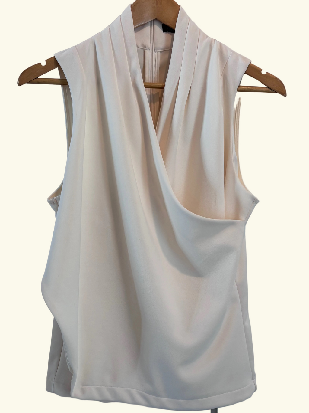 Lauren Ralph Lauren Ivory Draped Cowl-Neck Top, M