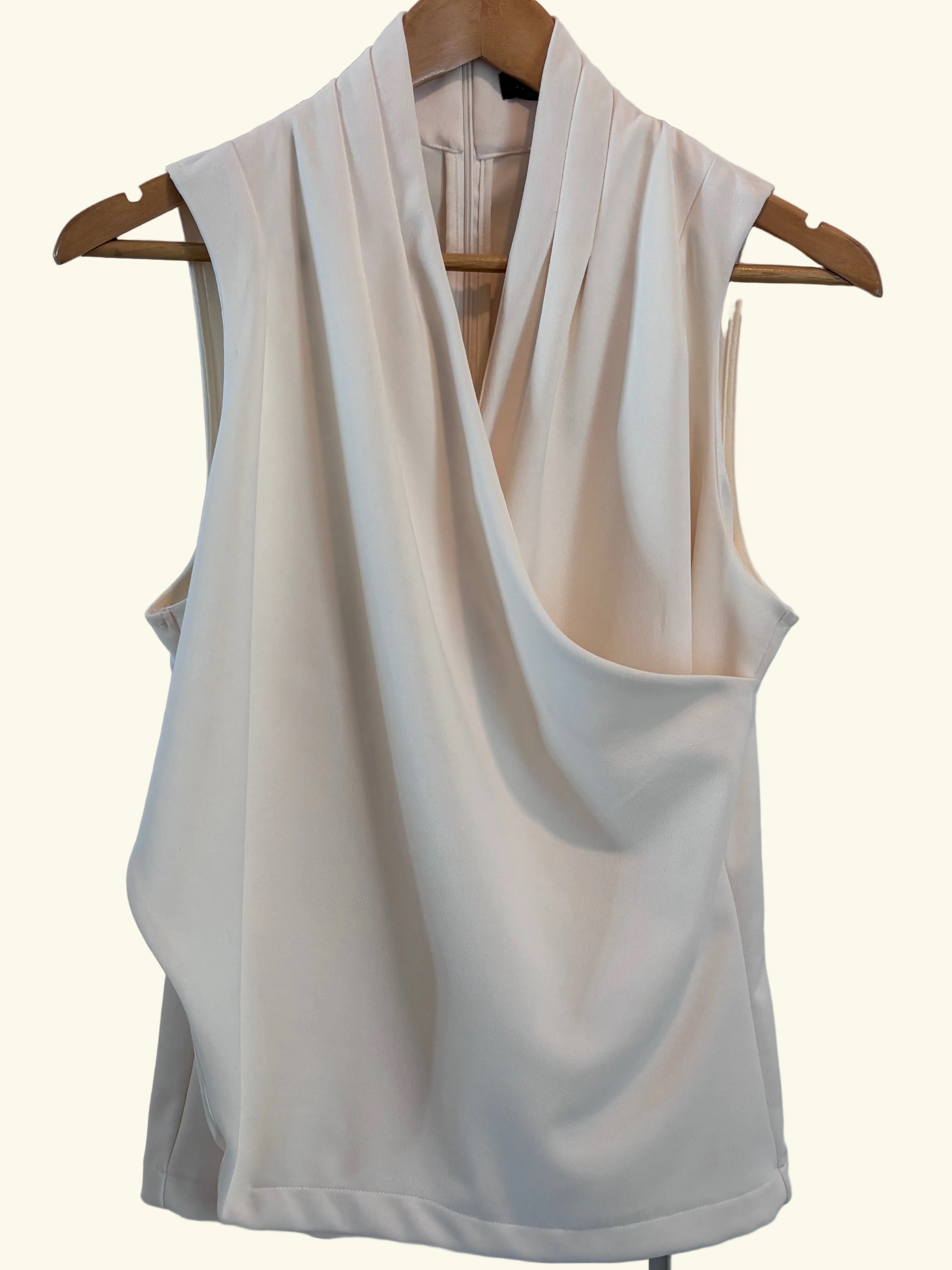 Lauren Ralph Lauren Ivory Draped Cowl-Neck Top, M