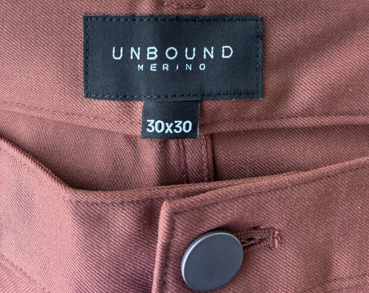Unbound Merino Clay Slim Travel Pants, 30 x 30