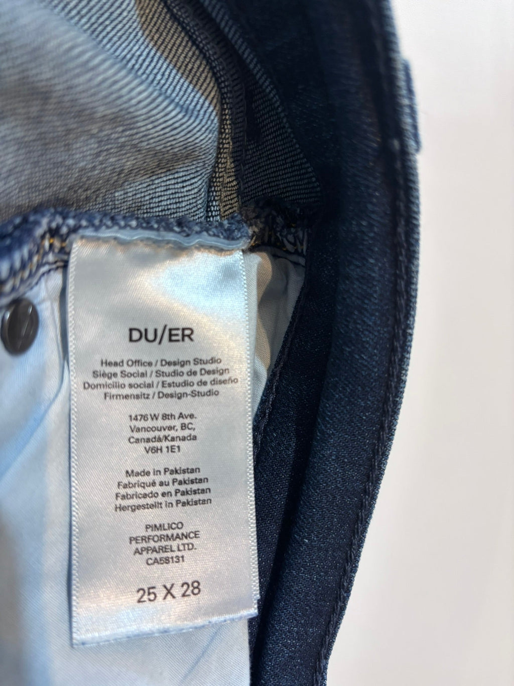 DU/ER Dark Indigo Performance Denim Straight Jeans, 25 x 28