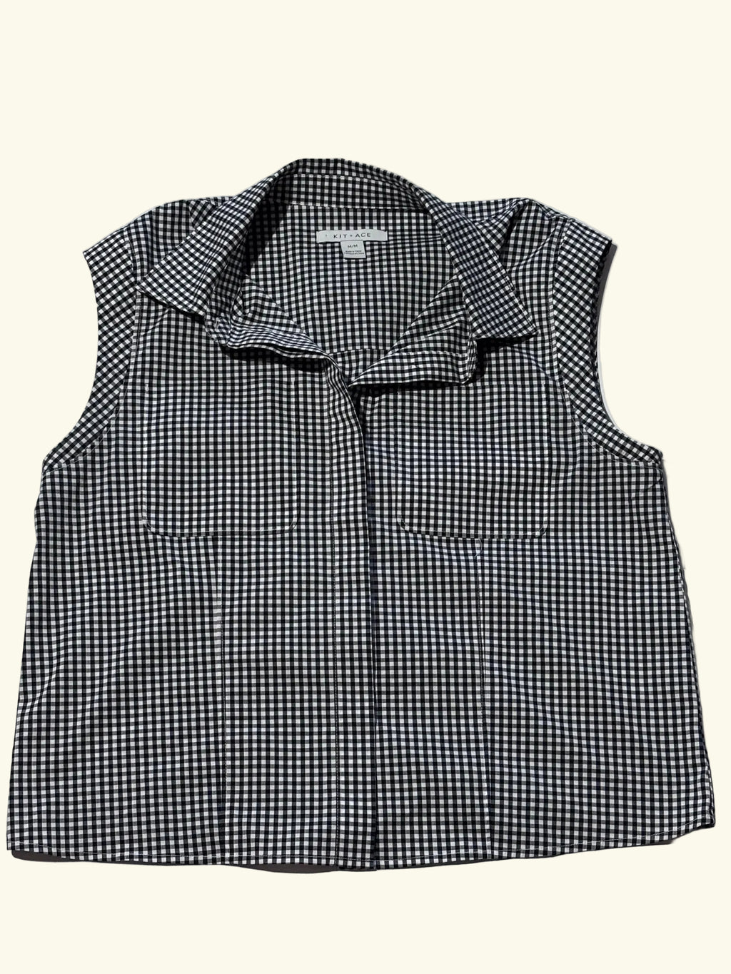 Kit + Ace Celina Black-and-White Gingham Sleeveless Shirt, M/M
