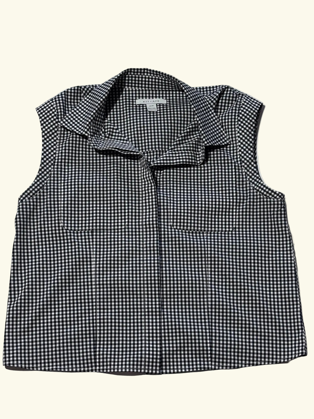 Kit + Ace Celina Black-and-White Gingham Sleeveless Shirt, M/M