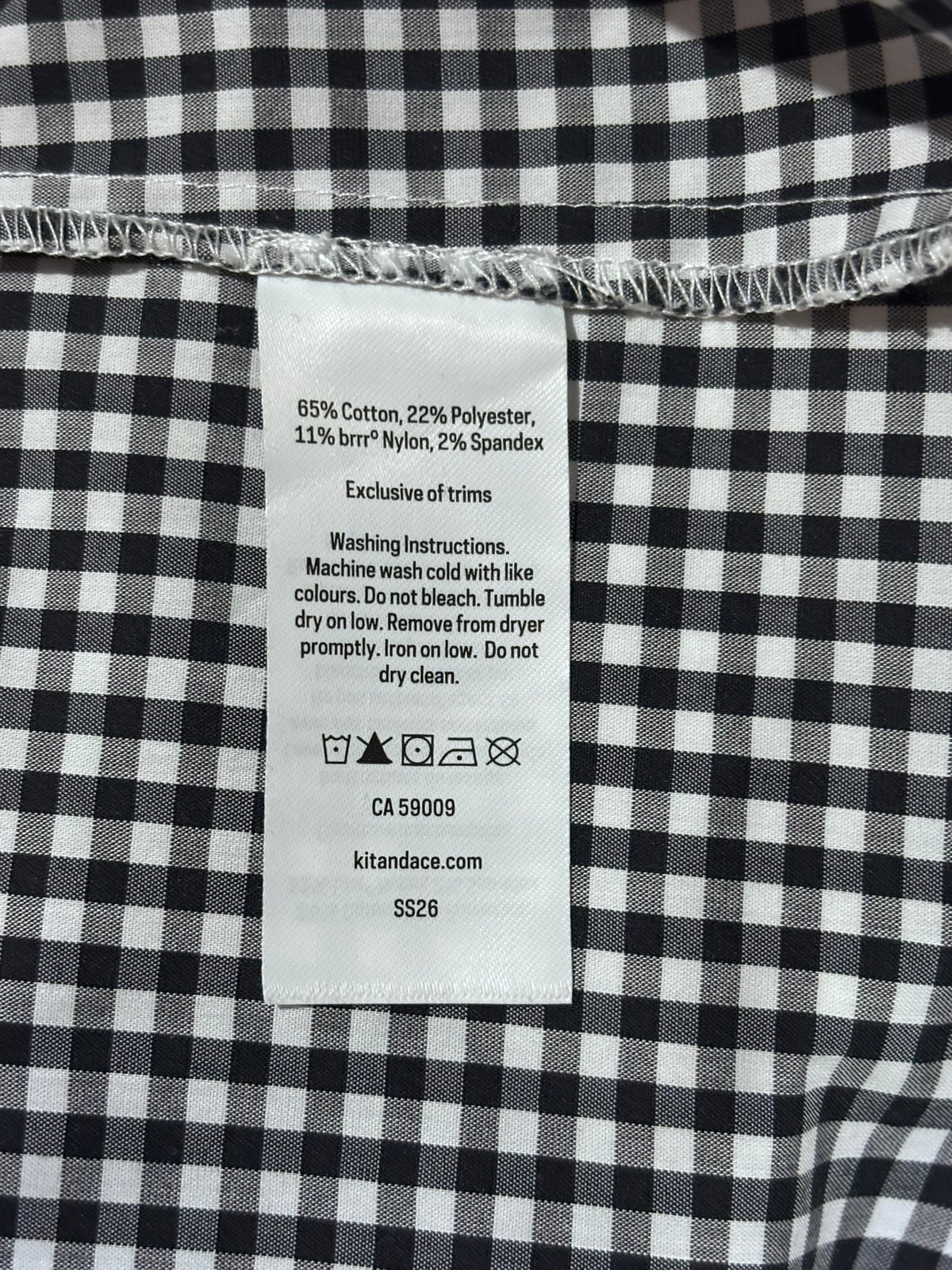 Kit + Ace Celina Black-and-White Gingham Sleeveless Shirt, M/M
