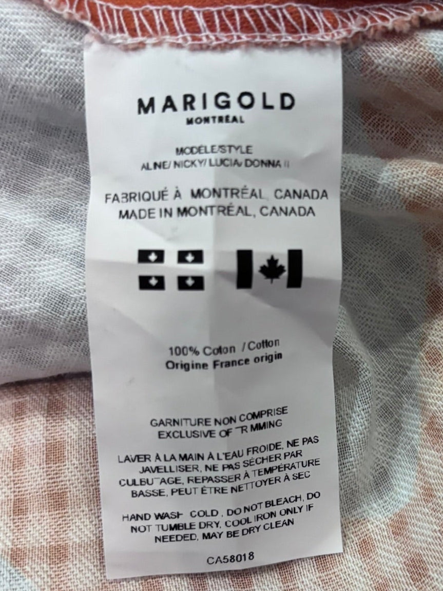 Marigold Rust Abstract-Print Cotton Wrap Dress, TP/XS