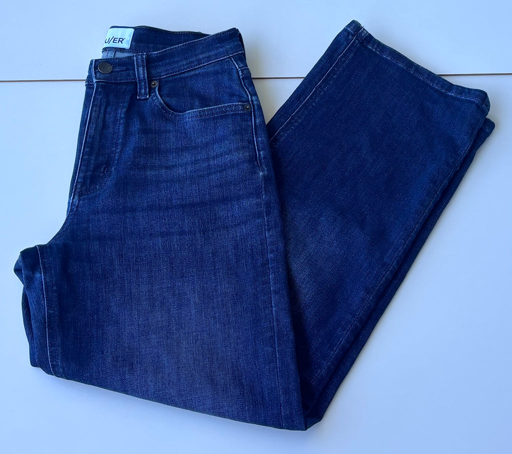 DU/ER Dark Indigo Performance Denim Straight Jeans, 25 x 28