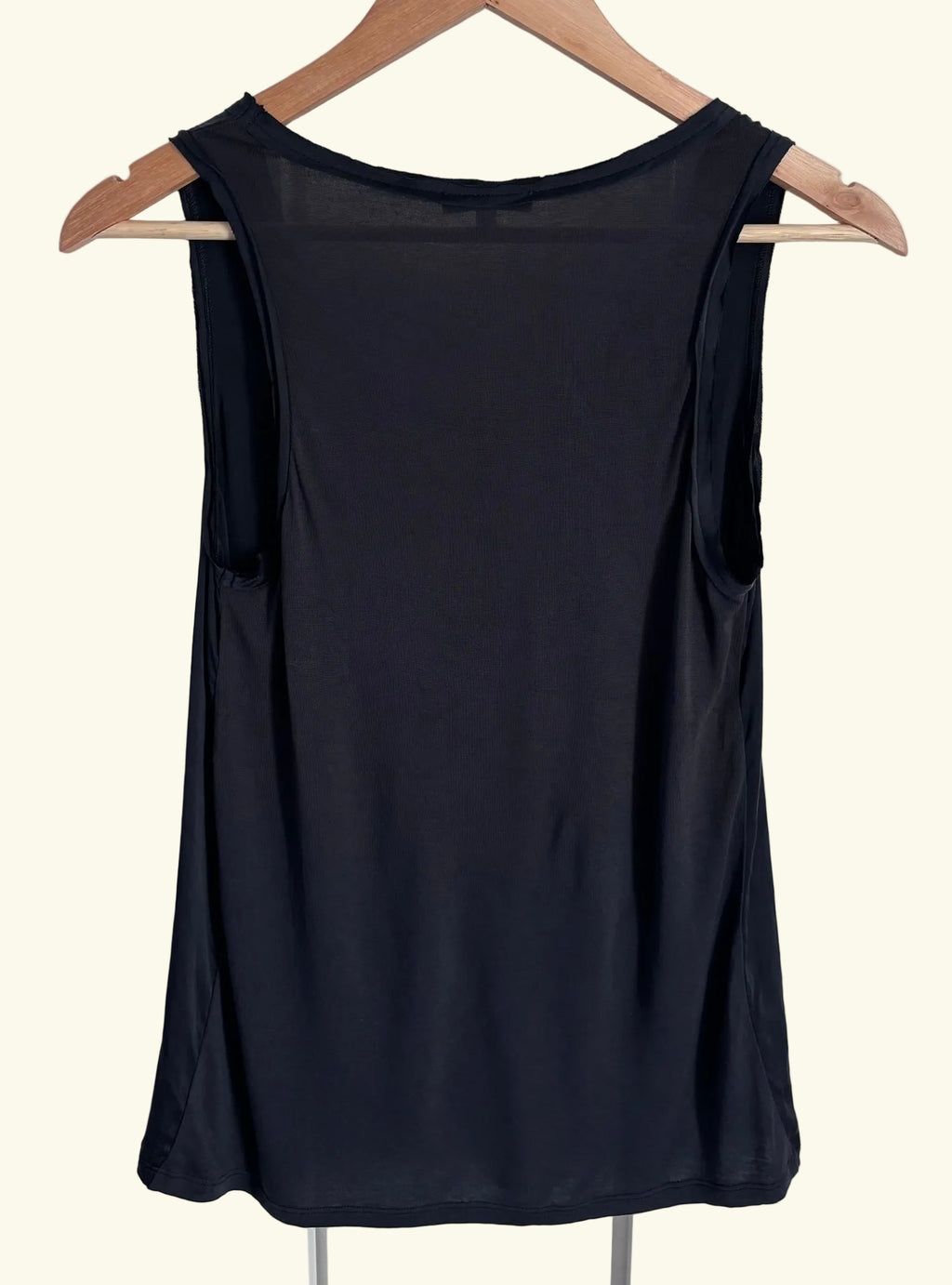 Reiss Ruby Black Silk-Front Cami Top, S