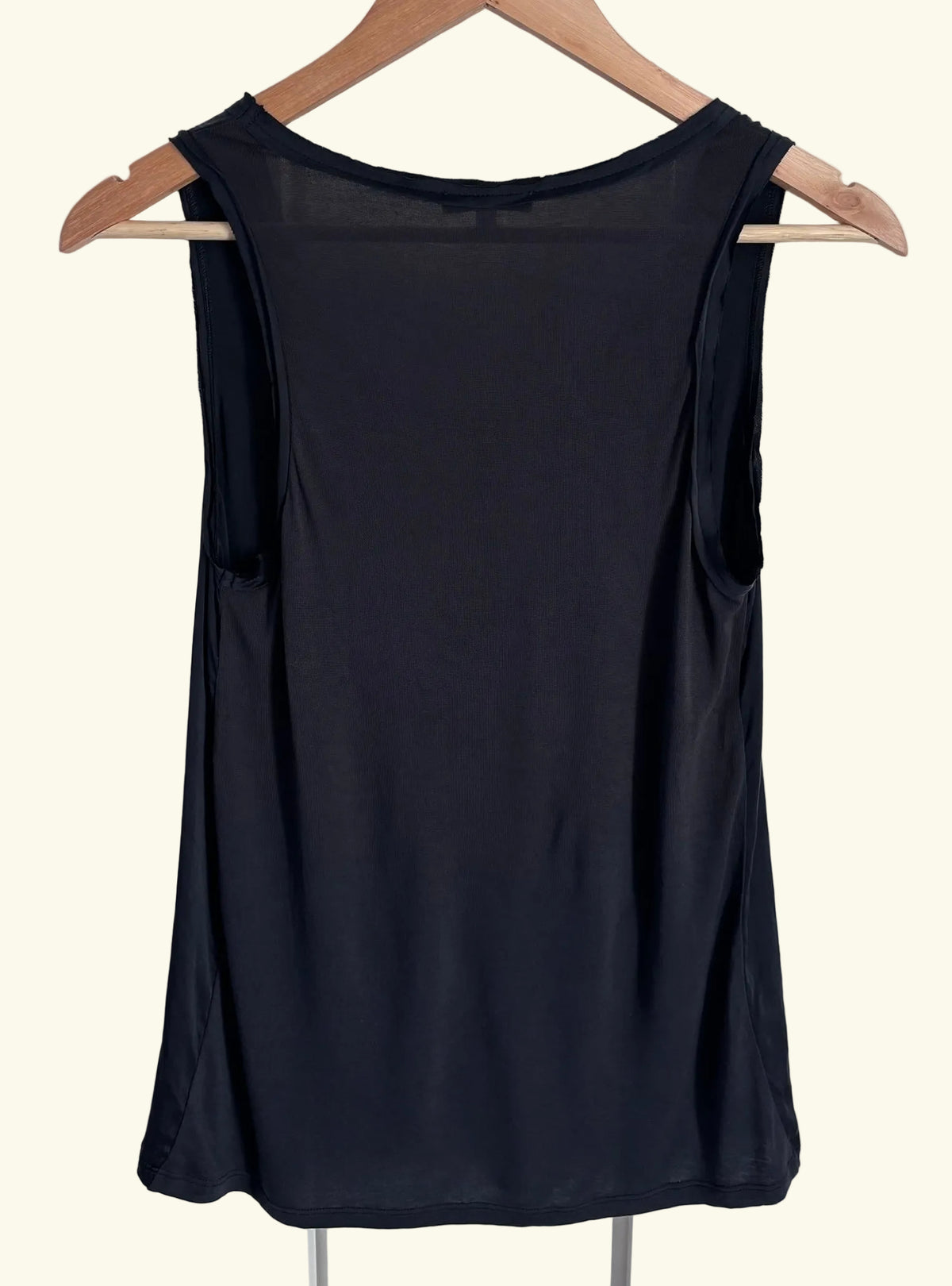 Reiss Ruby Black Silk-Front Cami Top, S