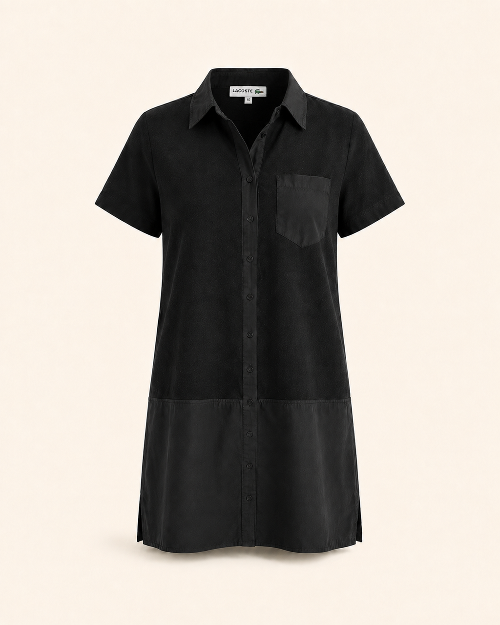 Lacoste Black Silk-Blend Shirt Dress, M/ EU 40